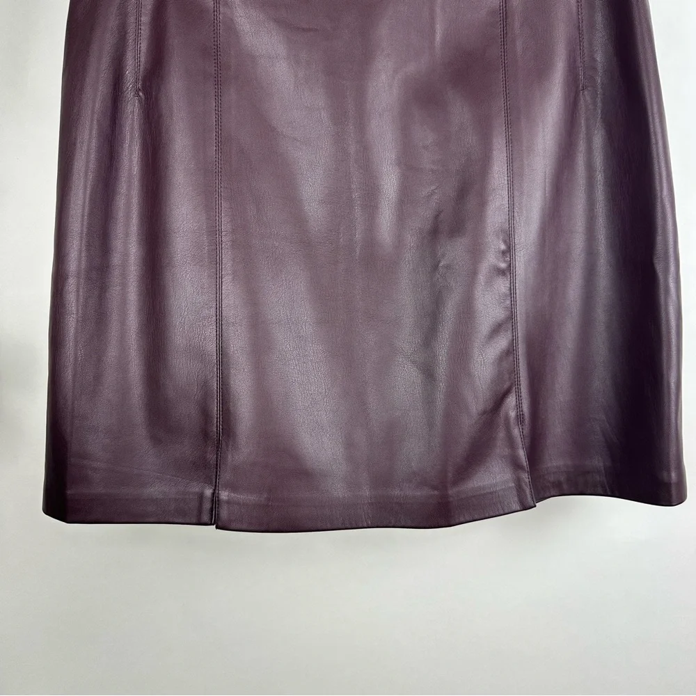 Topshop Faux Leather Mini Skirt Oxblood Slit Y2K Trendy